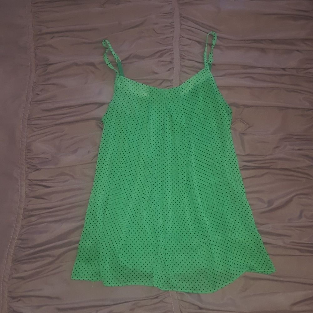 Green flowy top with navy polka dots NY & Co Small